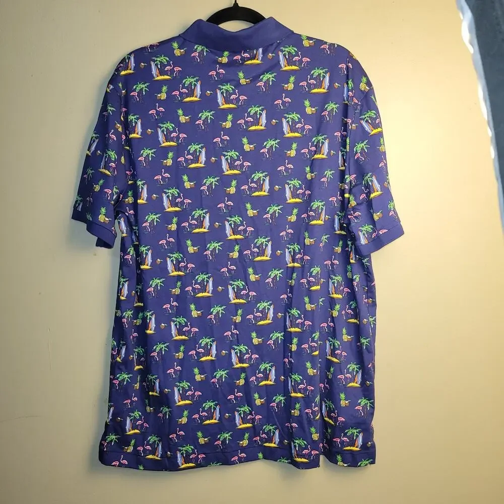 Polo Ralph Lauren Men Classic Soft Cotton Flamingo Hawaiian Graphic Polo Shirts‎